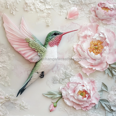 Hummingbird Sign, DCO-13212, Sign For Wreath, 10x10